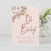 Roze Boho Baby Shower Uitnodiging (Staand voorkant)