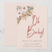 Roze Boho Baby Shower Uitnodiging (Voorkant / Achterkant)
