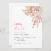 Roze Boho Baby shower voor meisje Kaart (Voorkant / Achterkant)