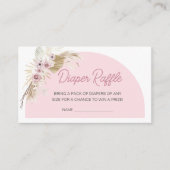 Roze Boho Barly Wachten Baby shower Luier Raffle Informatiekaartje (Voorkant)