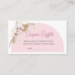 Roze Boho Barly Wachten Baby shower Luier Raffle Informatiekaartje