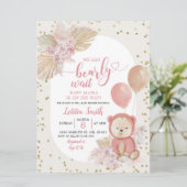 Roze Boho Barly Wait Girl Baby shower Invitation Kaart (Staand voorkant)