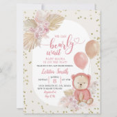 Roze Boho Barly Wait Girl Baby shower Invitation Kaart (Voorkant)