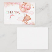 Roze Boho Beer Baby shower Dank u Kaart Notitiekaartje (Voorkant / Achterkant)