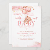 Roze Boho Beer Baby shower Kaart (Voorkant / Achterkant)