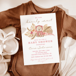 Roze Boho Beer Baby shower Uitnodiging | Bearly