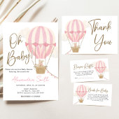 Roze Boho Beer Babyshower  Kaart