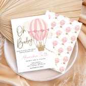 Roze Boho Beer Babyshower  Kaart