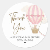 Roze Boho Beer Babyshower Ronde Sticker (Voorkant)