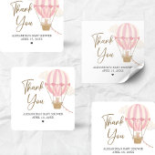 Roze Boho Beer Babyshower Vierkante Sticker