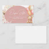 Roze Boho Beer ballon Baby shower luier Raffle Informatiekaartje (Voorkant / Achterkant)