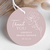 Roze Boho Bloem Favor Tags voor Bruidsfeest