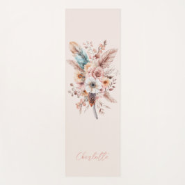 Roze Boho Bloem & Veren Elegant Yogamat