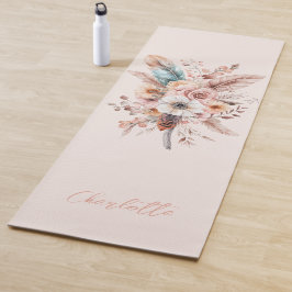 Roze Boho Bloem & Veren Elegant Yogamat