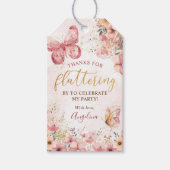 Roze Boho Bloem Vlinder Baby Shower Cadeaulabel (Voorkant)