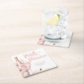 Roze Boho Bloemblaadjes en Prosecco Bloemen Kartonnen Onderzetters (Insitu)