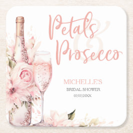 Roze Boho Bloemblaadjes en Prosecco Bloemen Kartonnen Onderzetters