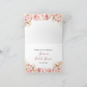 Roze Boho Bloemblaadjes en Prosecco Vouwkaart Bedankkaart (Binnen)