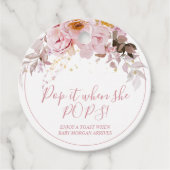 Roze Boho Bloemen Baby shower Pop Het Voor Labels (Voorkant)