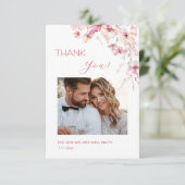 Roze Boho Bloemen Bedankkaart (Staand voorkant)
