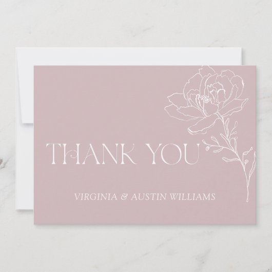 Roze Boho Bloemen Bruiloft Dank u kaart (Voorkant)