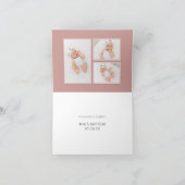 Roze Boho Bloemen Doop Gevouwen Foto Collage Bedankkaart (Binnen)