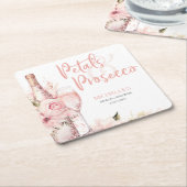 Roze Boho Bloemen en Prosecco Bloemstuk Kartonnen Onderzetters (Schuin)