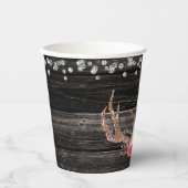 Roze Boho Bloemen Herten Antlers Rustieke Glam Papieren Bekers (Voorkant)