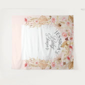 roze Boho bloemen Pampas baby girl shower achtergr Wandkleed (Voorkant (horizontaal))