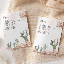 Roze Boho Bloemen Pampas Cactus Wedding Details Informatiekaartje