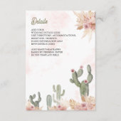 Roze Boho Bloemen Pampas Cactus Wedding Details Informatiekaartje (Voorkant)