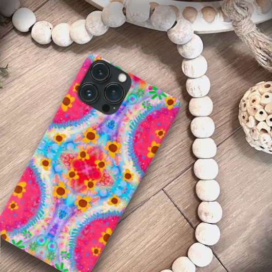 Roze BoHo Bloemen Plezier Abstract Stijlvol Meisje Case-Mate iPhone Case