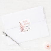 Roze Boho Bloemen Prosecco Bedankt Vierkante Sticker (Envelop)