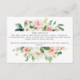 Roze Boho Bloemen Trouwdetails Informatie Informatiekaartje