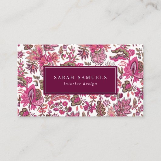 Roze Boho  Bloemen Visitekaartje (Voorkant)