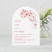 Roze Boho Bloemen Witte Informele Bruiloft Kaart (Staand voorkant)