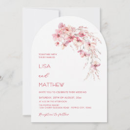Roze Boho Bloemen Witte Informele Trouwdag Kaart