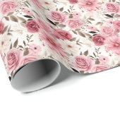 Roze Boho Bloemen Wrapping Papier (Rol Hoek)