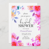 Roze boho bloemenbruids douche uitnodiging (Voorkant / Achterkant)