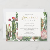 ROZE BOHO-BLOEMENKACTUS-LOOF BRUIDSSHOWER-UITNODIG KAART (Voorkant)