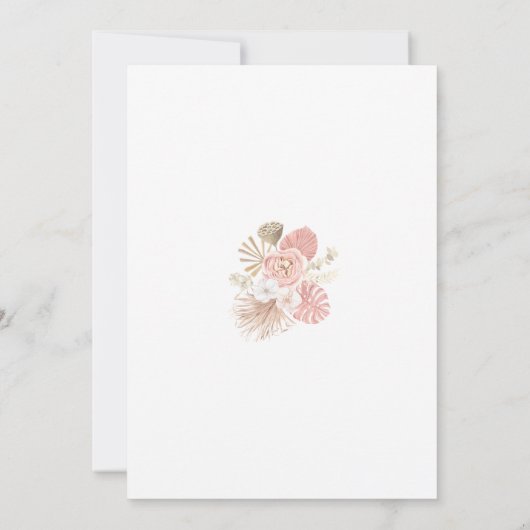 Roze Boho Bloemenkrans Quinceañera Uitnodiging (Achterkant)