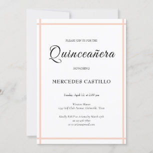Roze Boho Bloemenkrans Quinceañera Uitnodiging