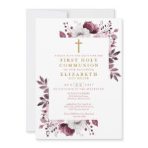 Roze Boho Bloemige Botanische Eerste Heilige Commu