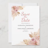 Roze Boho Bloemige Botanische Platte Save The Date (Voorkant)