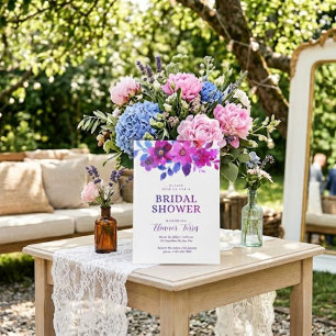 Roze boho bloemige bruidsdouche kaart