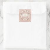 Roze Boho Bloemige Monogram Vierkante Sticker (Tas)