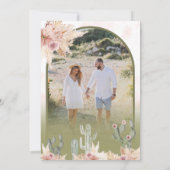 Roze Boho Bloemige Pampas Cactus Foto Bruiloft Save The Date (Achterkant)
