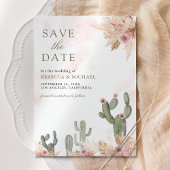 Roze Boho Bloemige Pampas Cactus Foto Bruiloft Save The Date