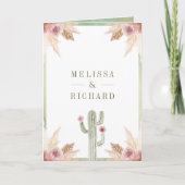 Roze Boho Bloemige Pampas Cactus QR Code Trouwen (Voorkant)