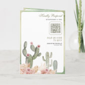 Roze Boho Bloemige Pampas Cactus QR Code Trouwen (Achterkant)